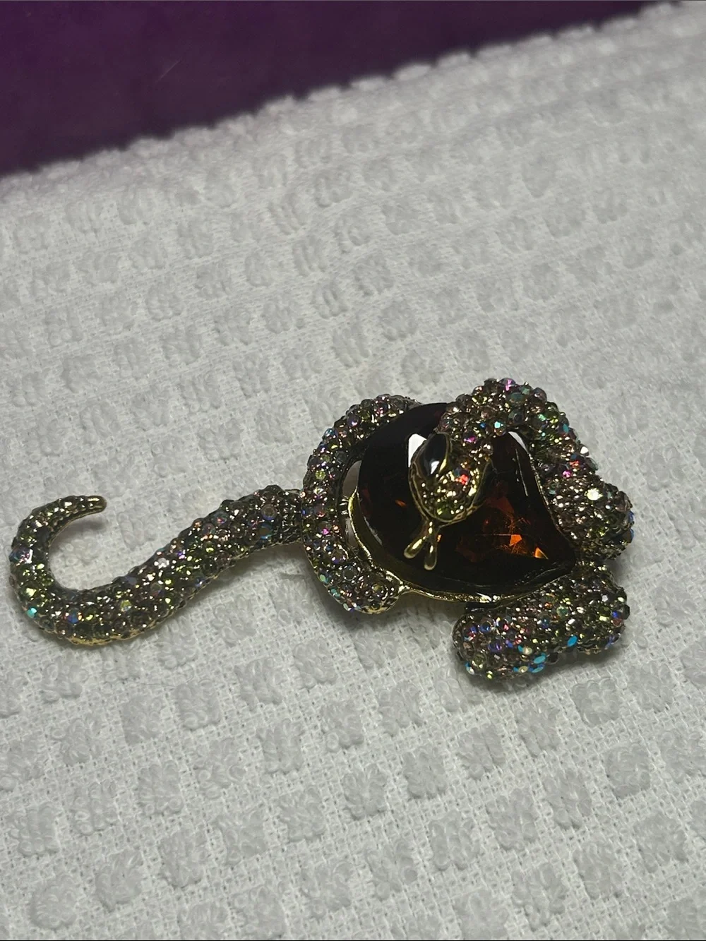 Large Snake 🐍 and Golden Topaz Brooch